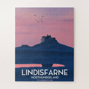 Lindisfarne Northumberland Burg Reiseplakat. Puzzle