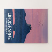 Lindisfarne Northumberland Burg Reiseplakat. Puzzle (Horizontal)