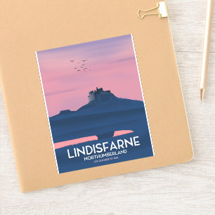 Lindisfarne Northumberland Castle Reiseplakat. Aufkleber