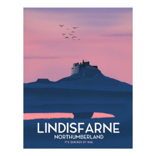 Lindisfarne Northumberland Schloss-Reiseplakat Fotodruck