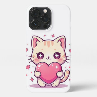 Lindo Gatito Kawaii con Corazón Rosa - Funda iPhon iPhone 13 Pro Hülle