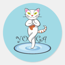 Lindo gato yoga runder aufkleber