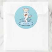 Lindo gato yoga runder aufkleber (Tasche)