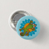 Lindo Lagarto en flor, lizard Button (Vorne & Hinten)