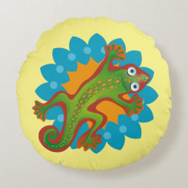 Lindo lagarto verde rundes kissen