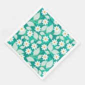 Lindos diseño de flores blancas y hojas serviette (Ecke)