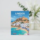 Lindos Griechenland Postkarte (Stehend Vorderseite)