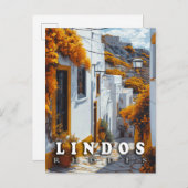 Lindos, Rhodos: Vintage griechische Architektur Postkarte (Vorne/Hinten)