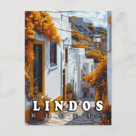 Lindos, Rhodos: Vintage griechische Architektur Postkarte (Vorderseite)