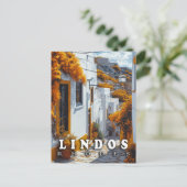 Lindos, Rhodos: Vintage griechische Architektur Postkarte (Stehend Vorderseite)