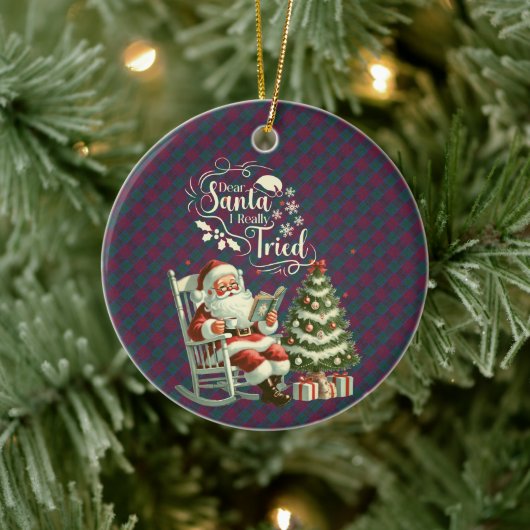 Lindsay Ancien Scottish Tartan Christmas Keramik Ornament (Baum)