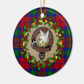 Lindsay Clan Abzeichen & Tartan Personalisiert Wei Keramik Ornament (Links)