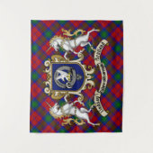 Lindsay Clan Abzeichen & Unicorns w/Tartan Wandteppich (Vorderseite)
