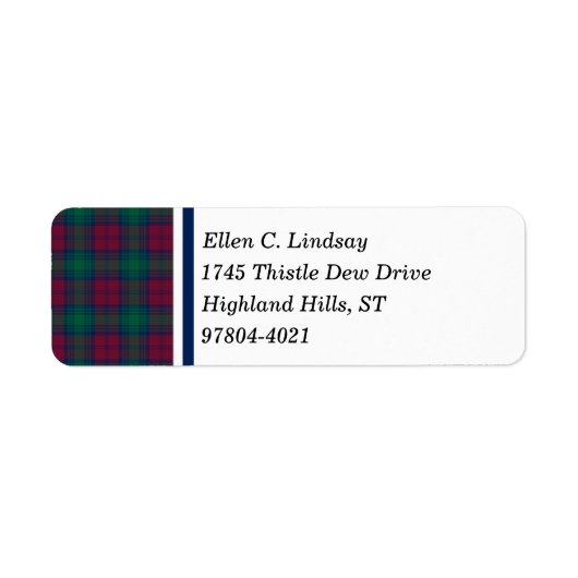 Lindsay Clan Maroon, Green und Blue Tartan (Vorne)