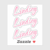 Lindsay Decorative Name in Pink x3 Aufkleber (Blatt)