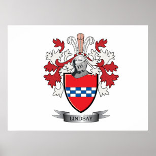 Lindsay Family Crest and Lindsay Coat of Arms Poster