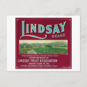Lindsay Orange LabelLindsay, CA Postkarte
