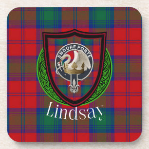 Lindsay-Schottischer-Clan-Tartan & -Wappen Getränkeuntersetzer