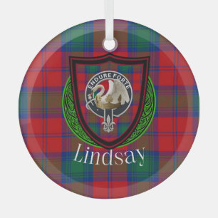 Lindsay-Schottischer-Clan-Tartan & -Wappen Ornament Aus Glas