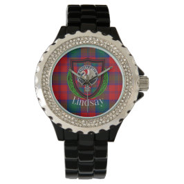 Lindsay Scottish Clan Tartan & Crest Armbanduhr