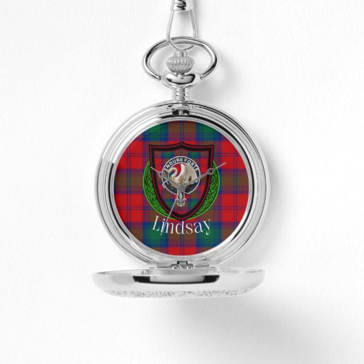Lindsay Scottish Clan Tartan & Crest Armbanduhr (Vorderseite)