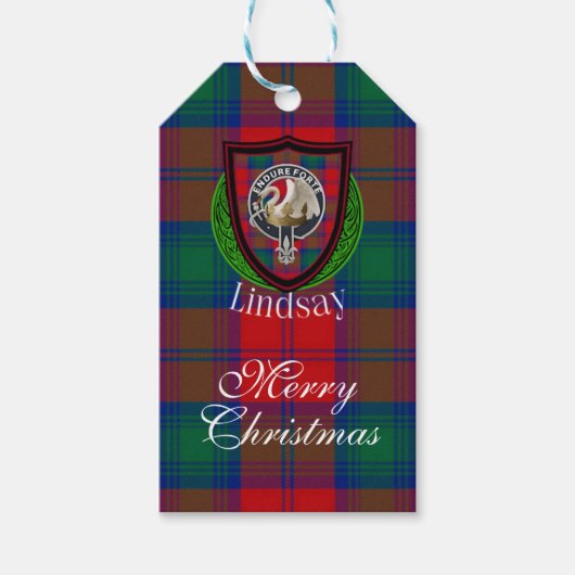 Lindsay Scottish Clan Tartan & Crest Geschenkanhänger (Vorderseite)
