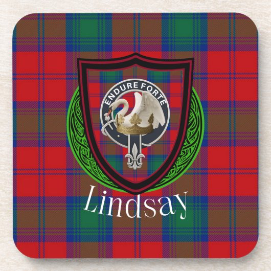 Lindsay Scottish Clan Tartan & Crest Getränkeuntersetzer (Vorderseite)