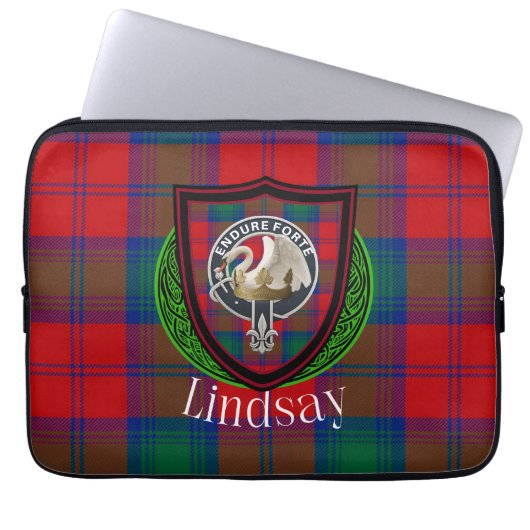 Lindsay Scottish Clan Tartan & Crest Laptopschutzhülle (Vorderseite)