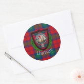 Lindsay Scottish Clan Tartan & Crest Runder Aufkleber (Umschlag)