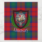 Lindsay Scottish Clan Tartan & Crest Weinetikett (Einzelnes Label)