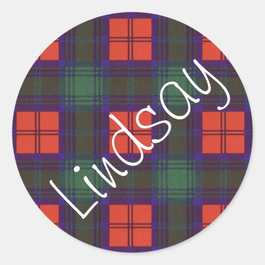Lindsay Scottish Tartan Pattern Runder Aufkleber (Vorderseite)