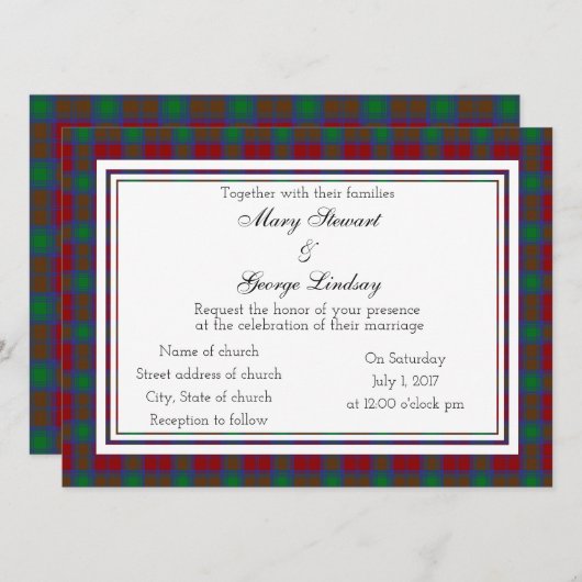 Lindsay Scottish Wedding Einladung (Vorne/Hinten)