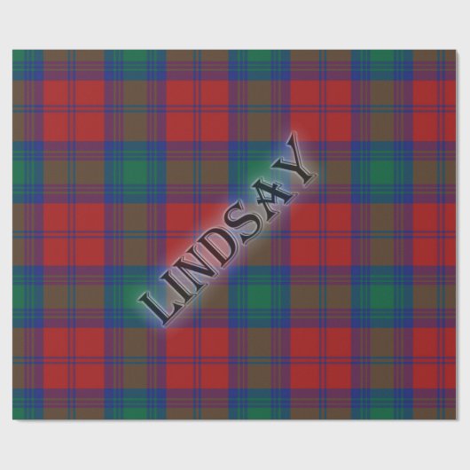 Lindsay Tartan mit Nachname Geschenkpapier (Flach)