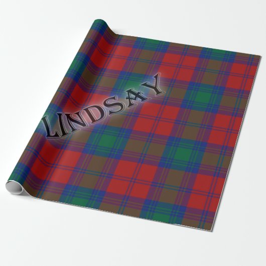 Lindsay Tartan mit Nachname Geschenkpapier (Ungerollt)