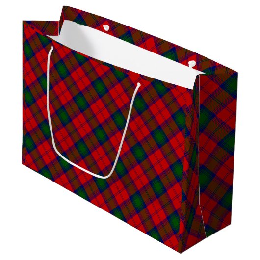 Lindsay tartan red green kariert große geschenktüte (Vorderseite Schrägansicht)