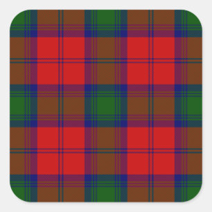 Lindsay tartan red green kariert quadratischer aufkleber