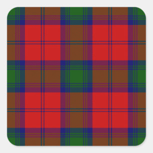 Lindsay tartan red green kariert quadratischer aufkleber