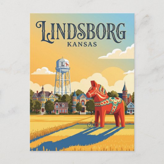 Lindsborg Kansas Postkarte (Vorderseite)