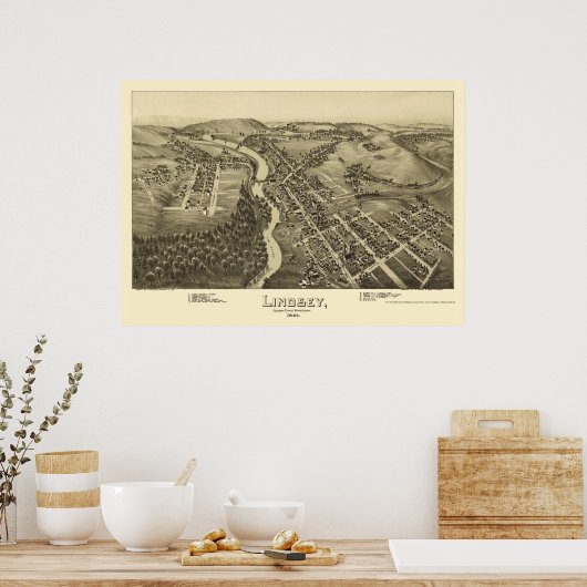 Lindsey, PA Panoramic Map - 1895 Poster (Küche)