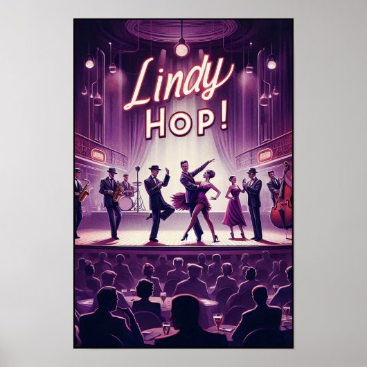 Lindy Hop Tance Hall Vintage Poster (Vorne)