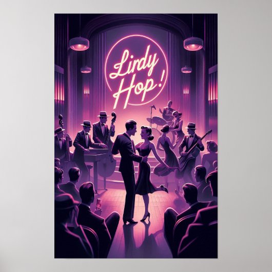 Lindy Hop Tance Hall Vintage Poster (Vorne)