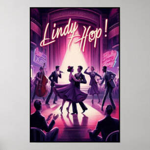 Lindy Hop Tance Hall Vintage Poster