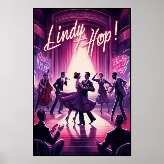 Lindy Hop Tance Hall Vintage Poster (Vorne)