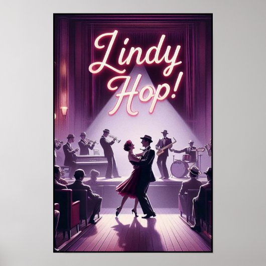 Lindy Hop Tance Hall Vintage Poster (Vorne)