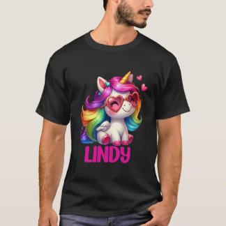 Lindy Personalisierter Name Bunter Einhorn Frauen T-Shirt