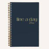 Line A Day Journal | Elegantes Schwarz & Gold Notizblock (Vorderseite)