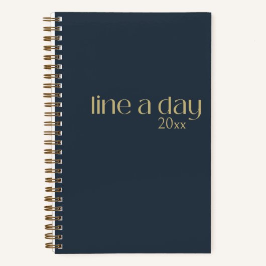 Line A Day Journal | Elegantes Schwarz & Gold Notizblock (Vorderseite)