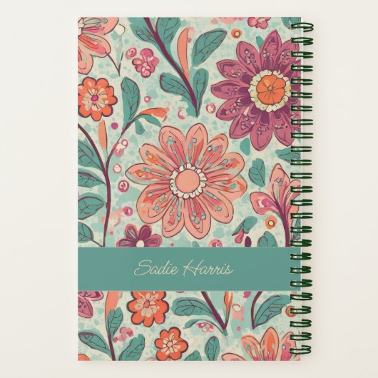 Line A Day Retro Floral Journal | PERSONALISIERT Notizblock (Rückseite)