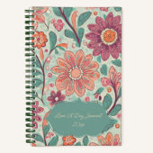 Line A Day Retro Floral Journal | PERSONALISIERT Notizblock (Vorderseite)