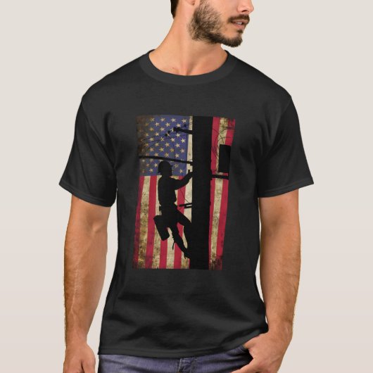 Line American Flag Electric Cable T-Shirt (Vorderseite)